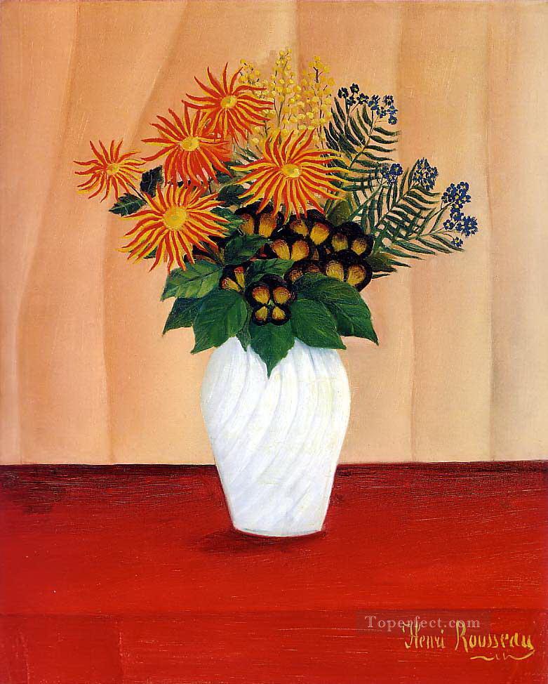 Ramo de Flores Bouquet de fleurs Henri Rousseau Postimpresionismo Primitivismo ingenuo Pintura al óleo